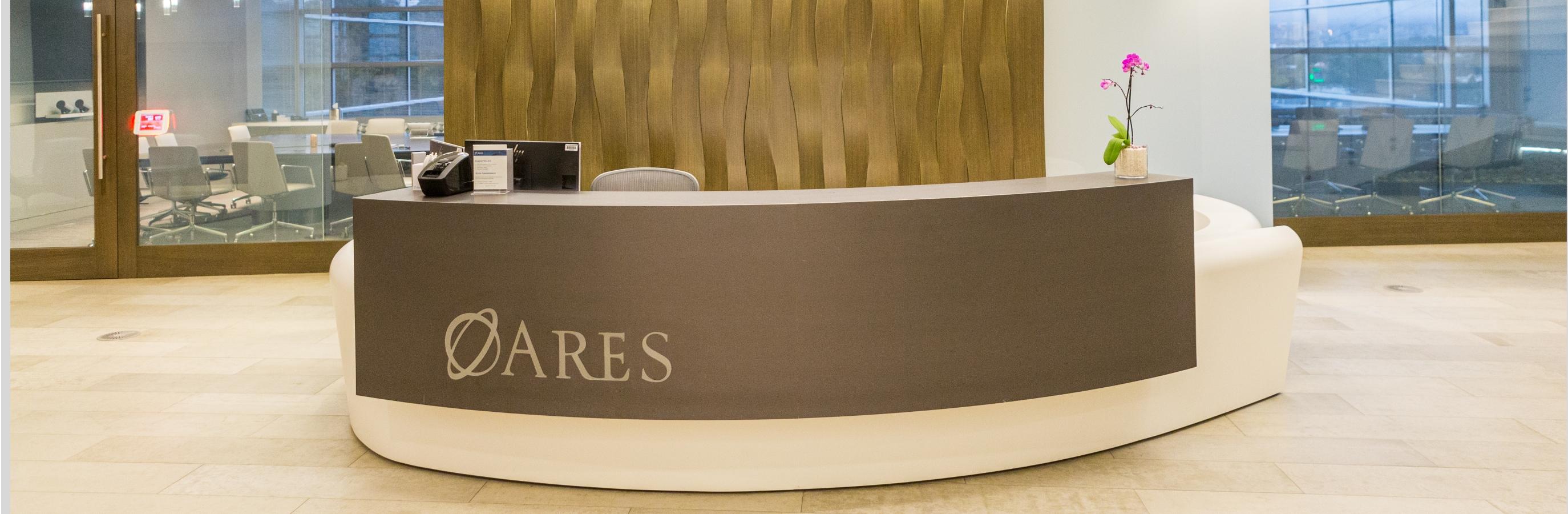 Reception desk in a Ares Commercial Finance office